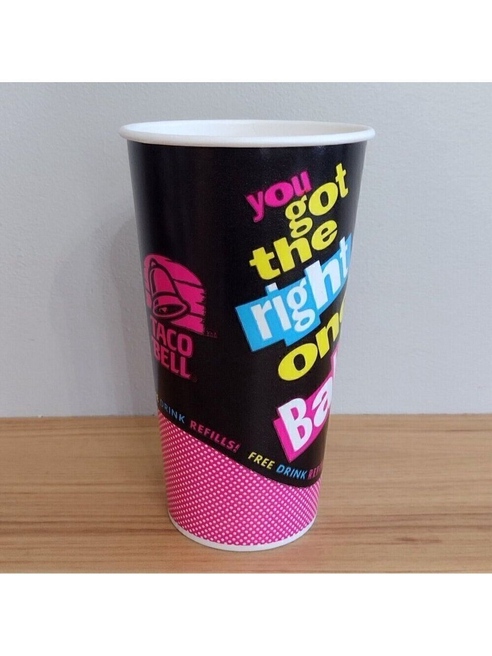Vintage 90s Unused Taco Bell Wax Paper Cup You Got The Right One Baby Diet Pepsi